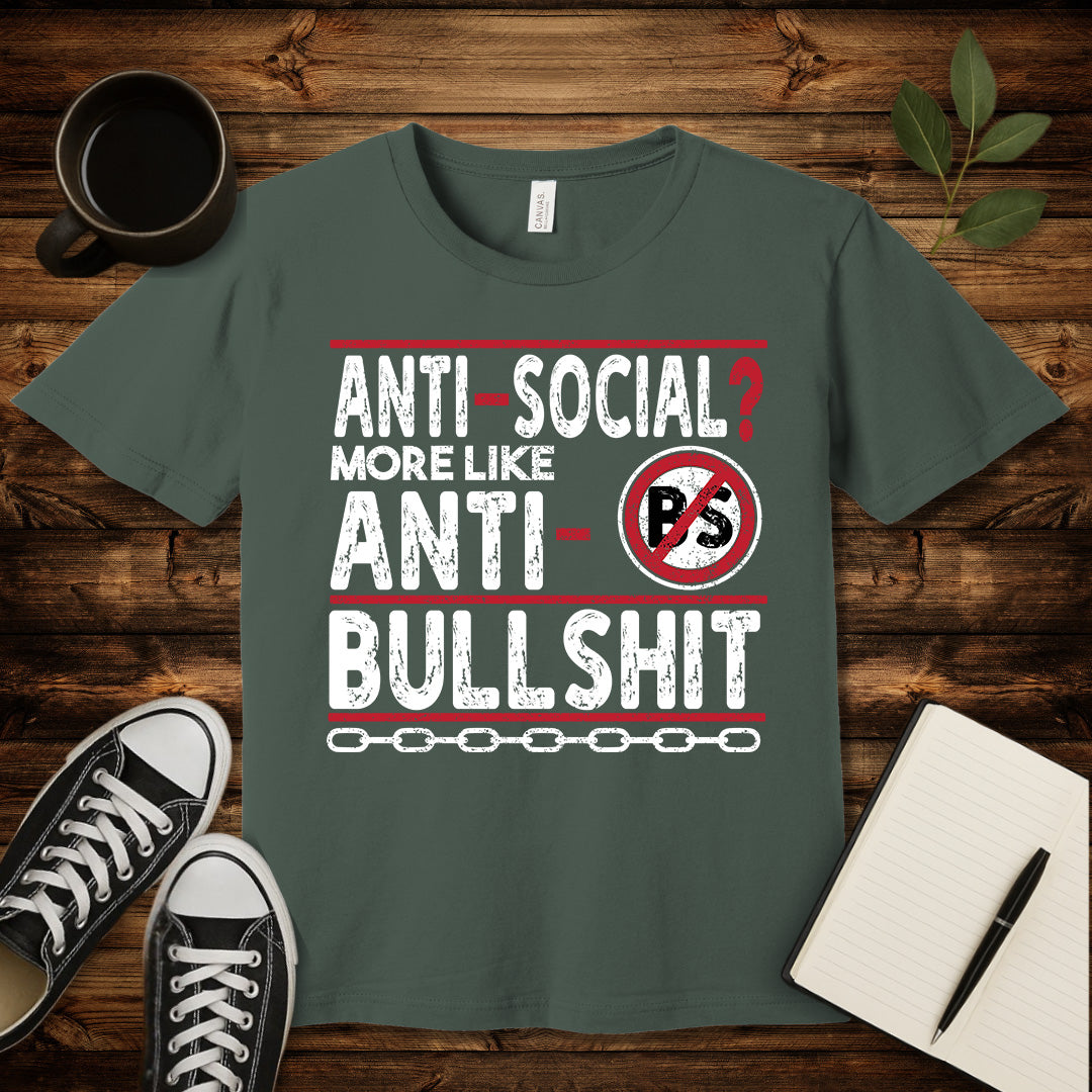Anti-Social T-Shirt-T-Shirt-Military Green-S-wearable sarcasm by Savage Tee Society