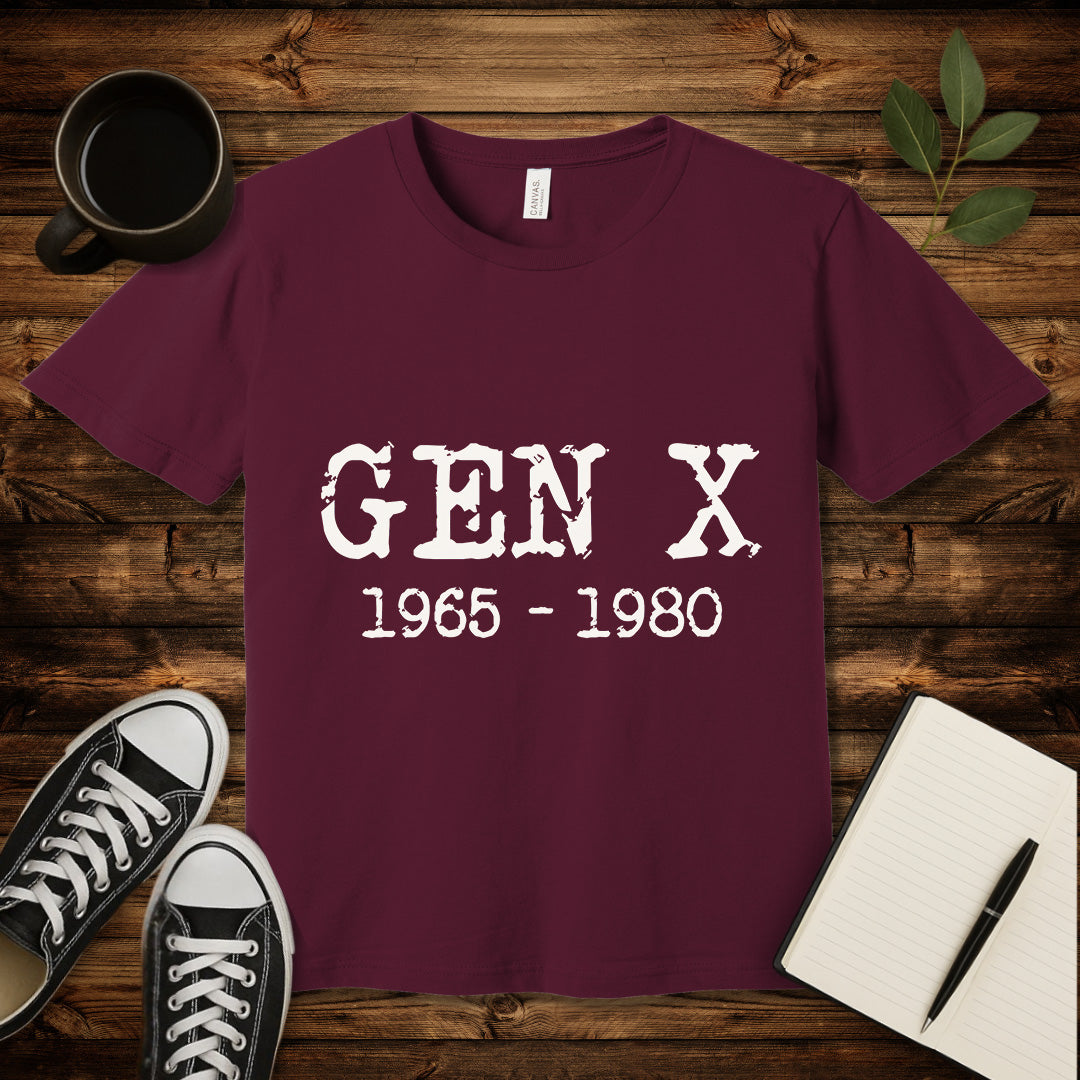 Gen X 1965 1980 T-Shirt-T-Shirt-Maroon-S-wearable sarcasm by Savage Tee Society
