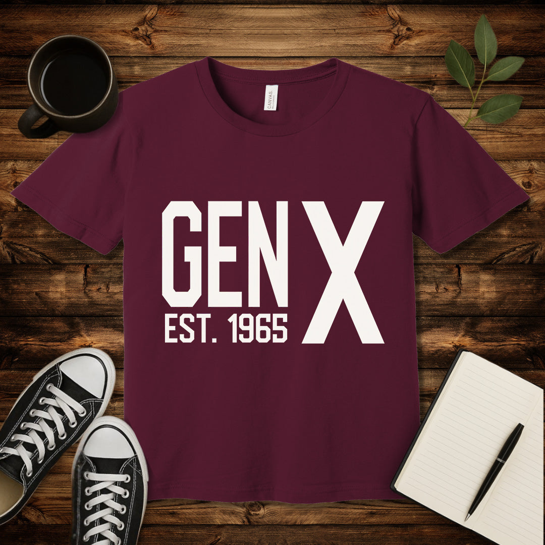 Gen X Est 1965 T-Shirt-T-Shirt-Maroon-S-wearable sarcasm by Savage Tee Society