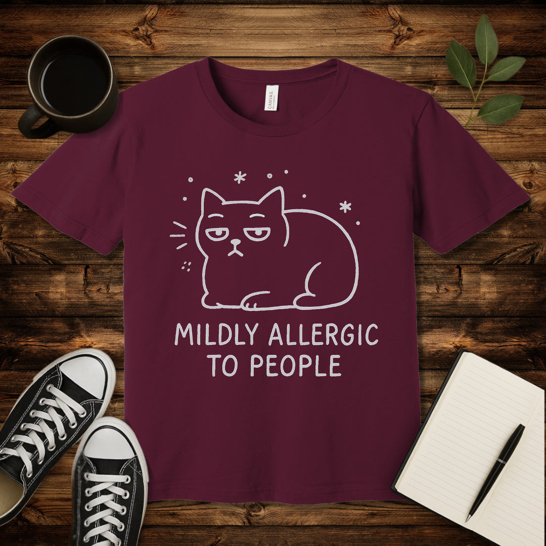 Mildly Allergic Cat T-Shirt-T-Shirt-Maroon-S-wearable sarcasm by Savage Tee Society