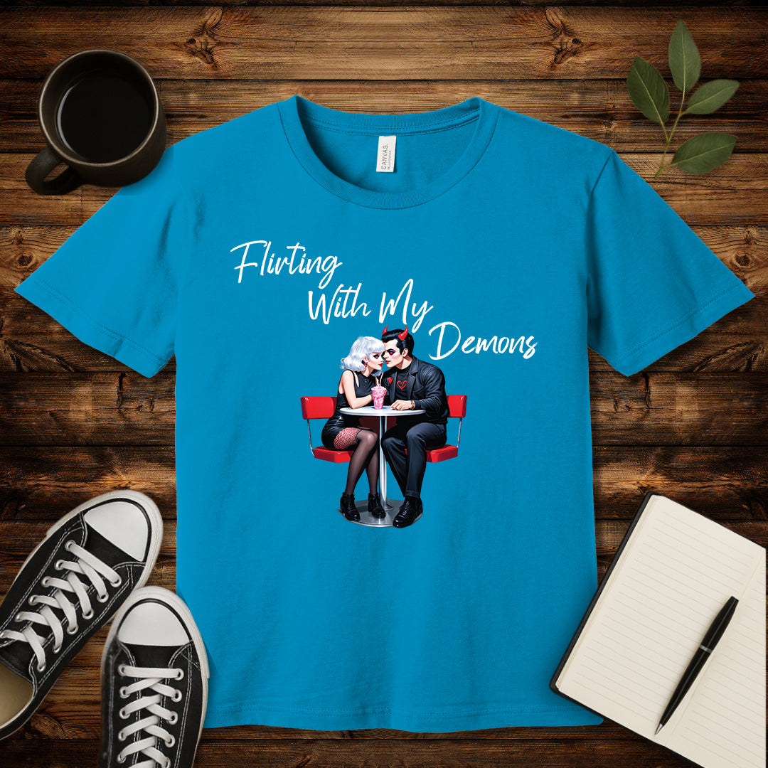 Flirting With My Demons T-Shirt-T-Shirt-Aqua-S-wearable sarcasm by Savage Tee Society