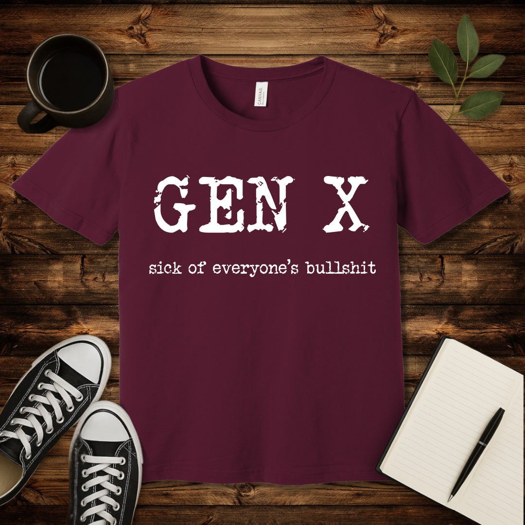 Gen X Rage T-Shirt-T-Shirt-Maroon-S-wearable sarcasm by Savage Tee Society