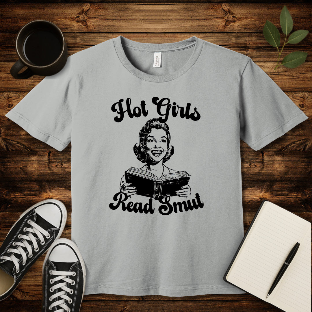 Hot Girls Read Smut T-Shirt-T-Shirt-Silver-S-wearable sarcasm by Savage Tee Society