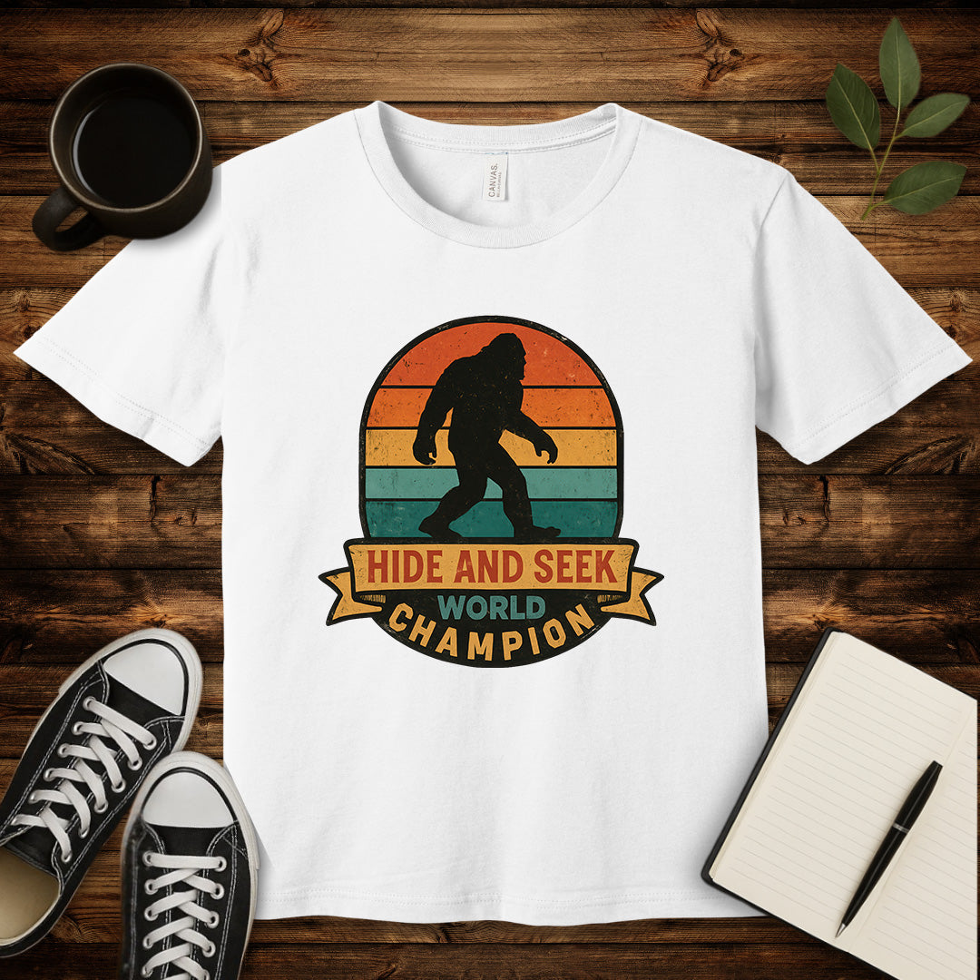 Hide and Seek World Champion T-Shirt-T-Shirt-White-S-wearable sarcasm by Savage Tee Society