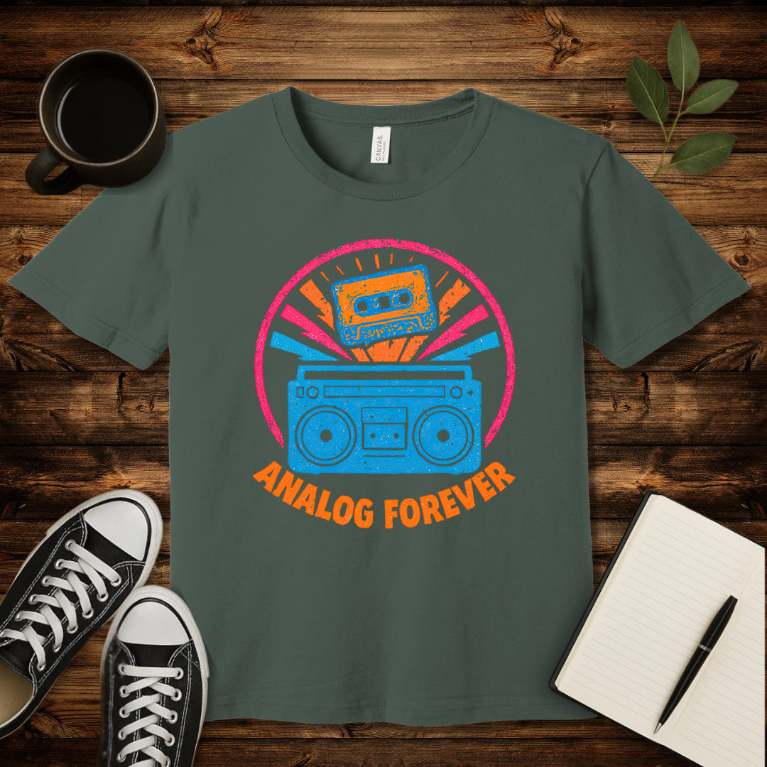 Analog Forever T-Shirt-T-Shirt-Military Green-S-wearable sarcasm by Savage Tee Society