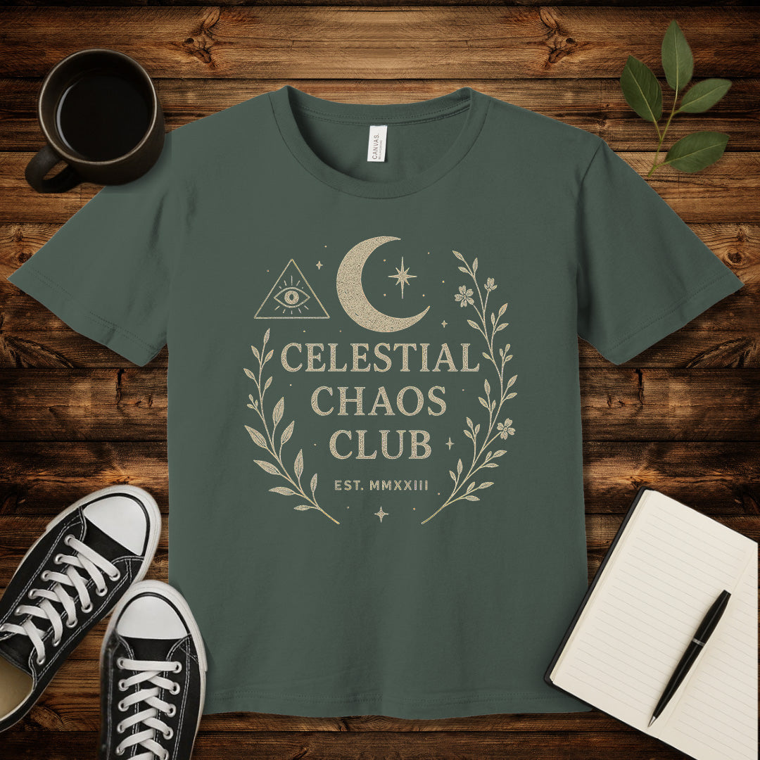 Celestial Chaos Club T-Shirt-T-Shirt-Military Green-S-wearable sarcasm by Savage Tee Society