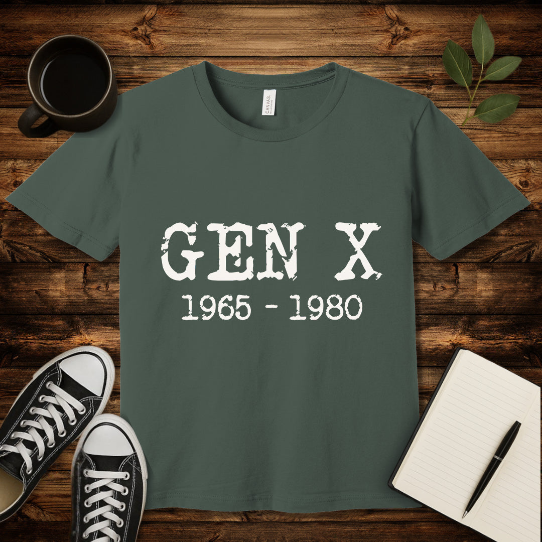 Gen X 1965 1980 T-Shirt-T-Shirt-Military Green-S-wearable sarcasm by Savage Tee Society