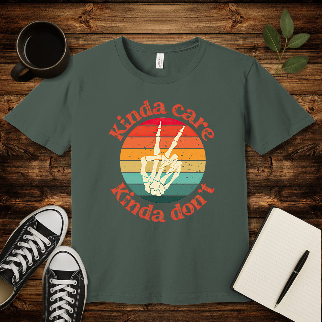 Kinda Care T-Shirt-T-Shirt-Military Green-S-wearable sarcasm by Savage Tee Society