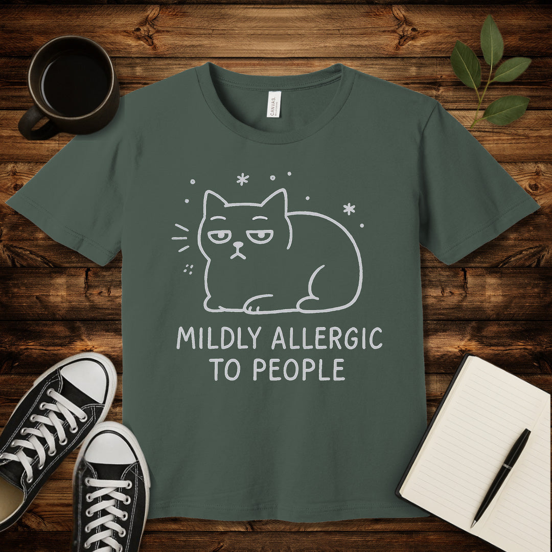 Mildly Allergic Cat T-Shirt-T-Shirt-Military Green-S-wearable sarcasm by Savage Tee Society