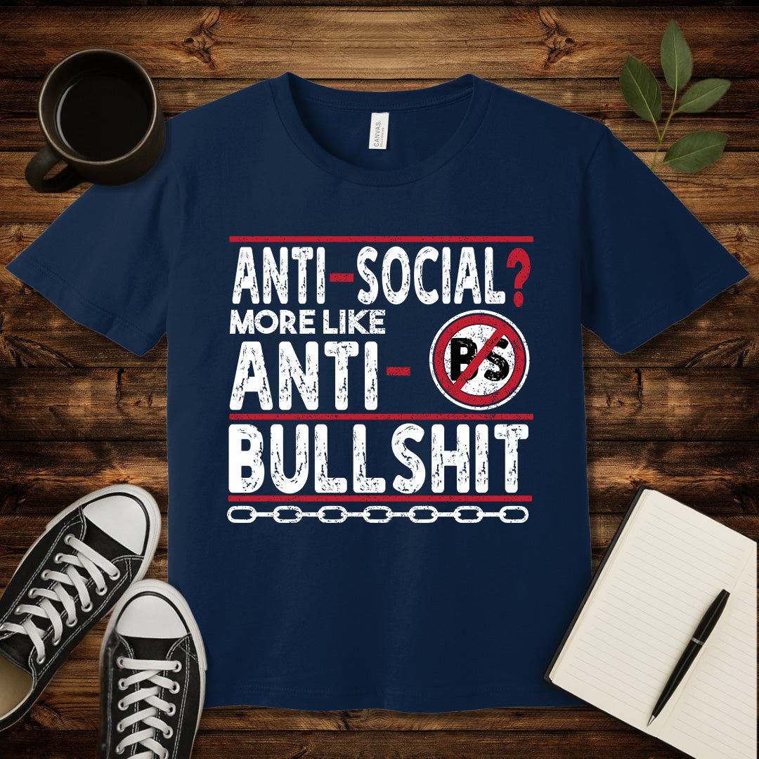 Anti-Social T-Shirt-T-Shirt-Navy-S-wearable sarcasm by Savage Tee Society