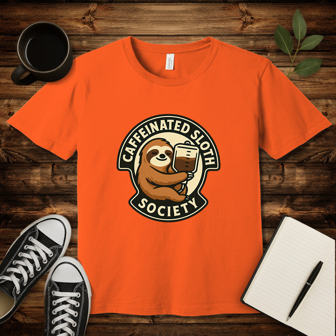 Caffeinated Sloth Society T-Shirt-T-Shirt-Orange-S-wearable sarcasm by Savage Tee Society
