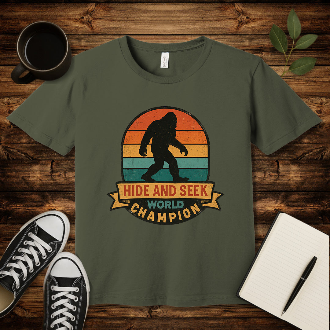 Hide and Seek World Champion T-Shirt-T-Shirt-Army-S-wearable sarcasm by Savage Tee Society