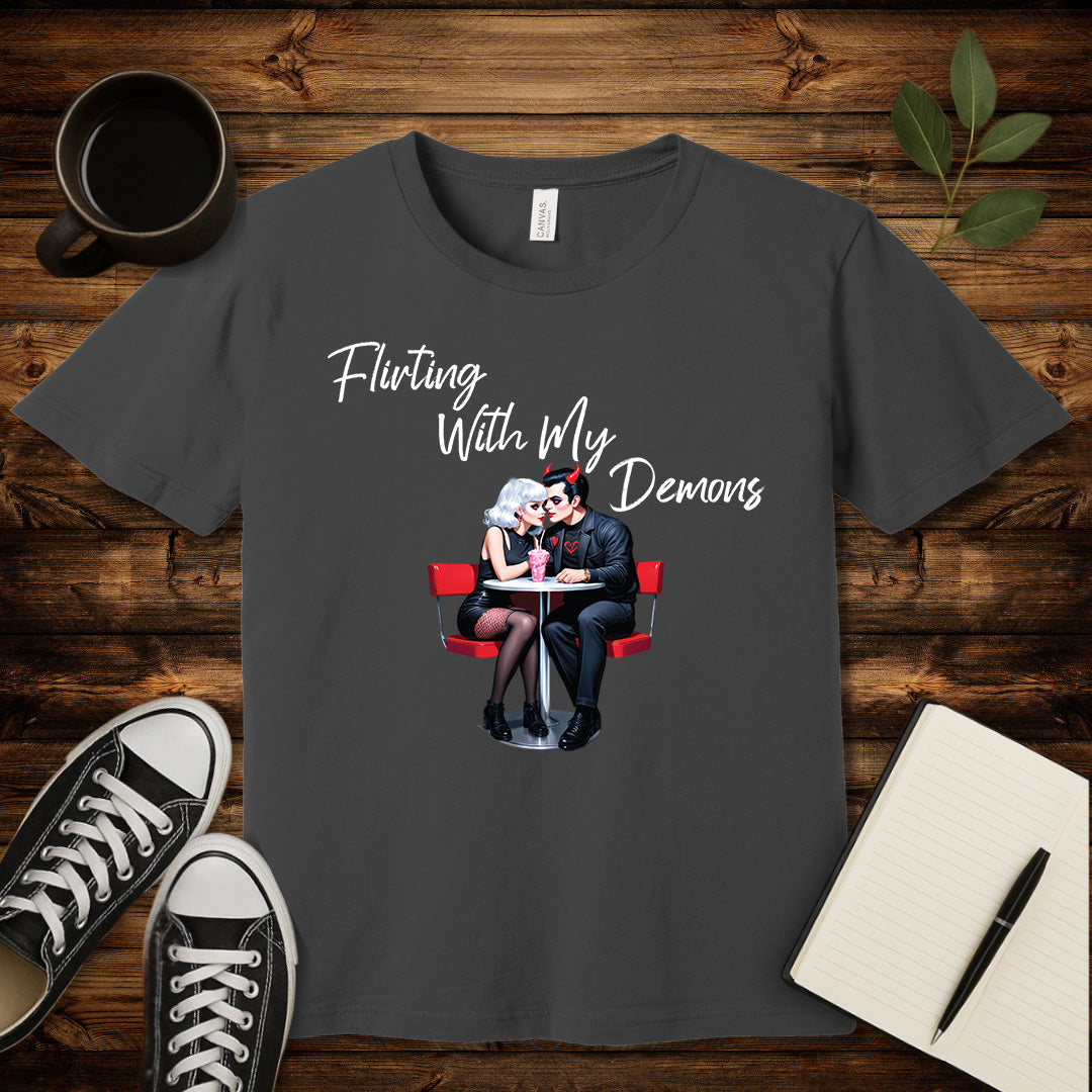 Flirting With My Demons T-Shirt-T-Shirt-Asphalt-S-wearable sarcasm by Savage Tee Society