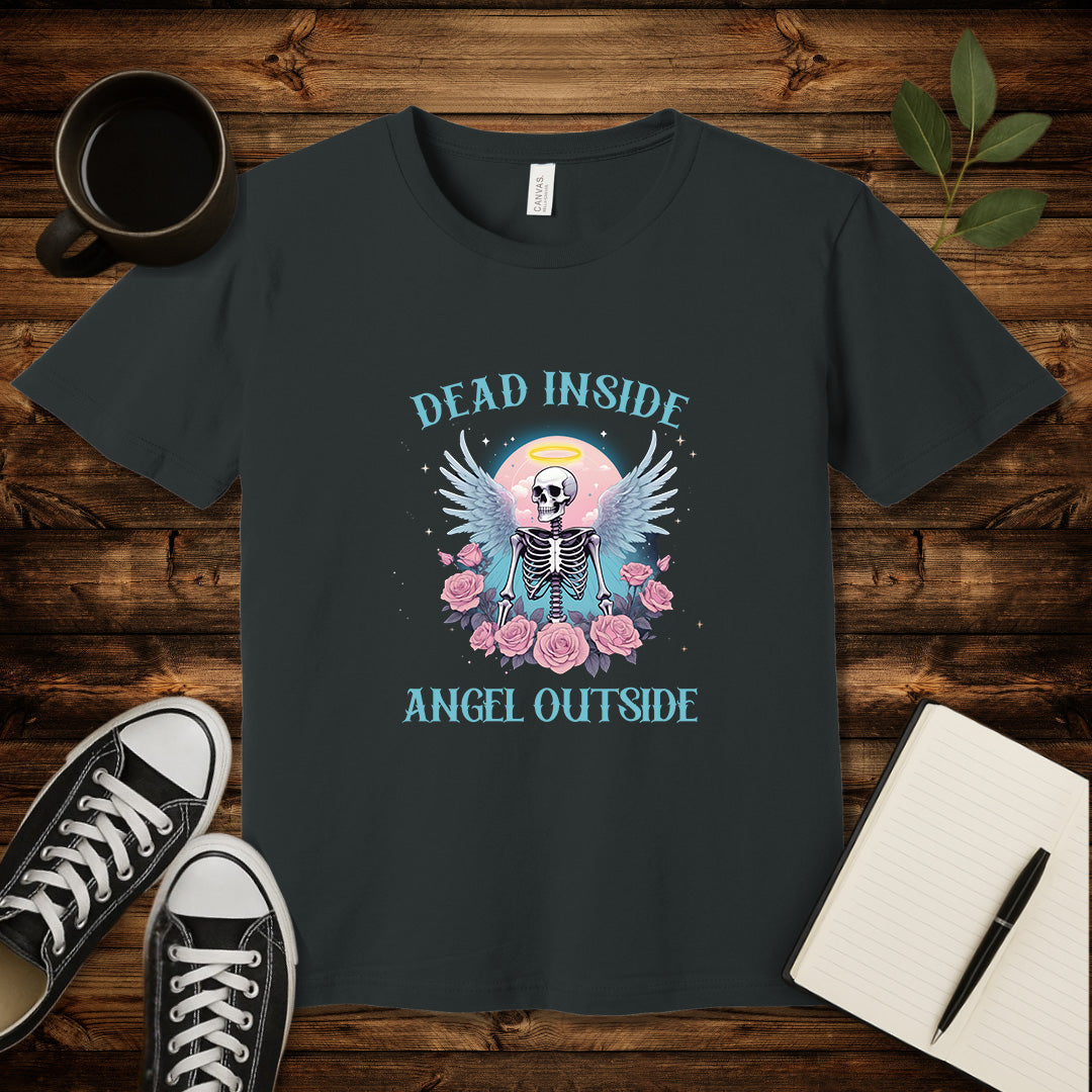 Dead Inside Angel Outside T-Shirt-T-Shirt-Dark Grey Heather-S-wearable sarcasm by Savage Tee Society