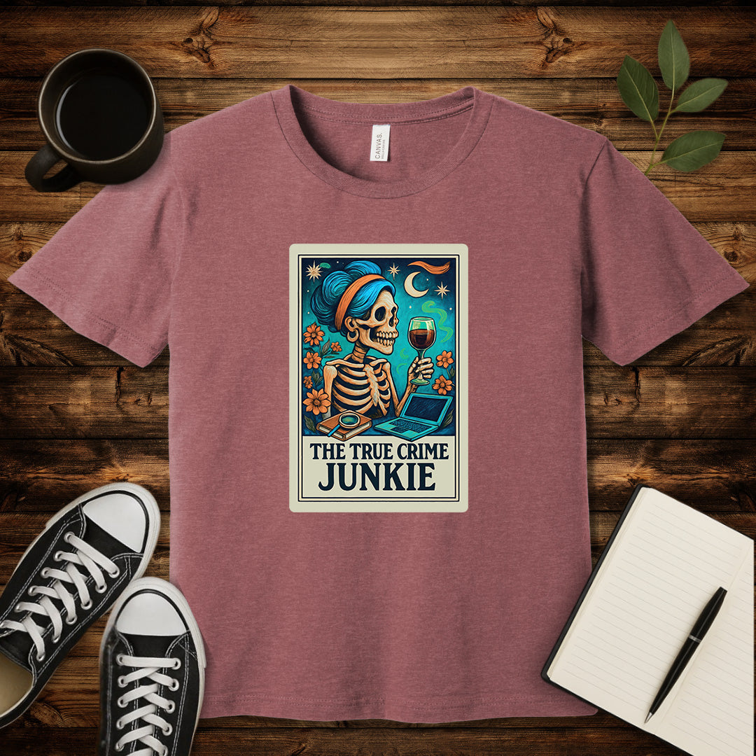 The True Crime Junkie T-Shirt-T-Shirt-Heather Mauve-S-wearable sarcasm by Savage Tee Society
