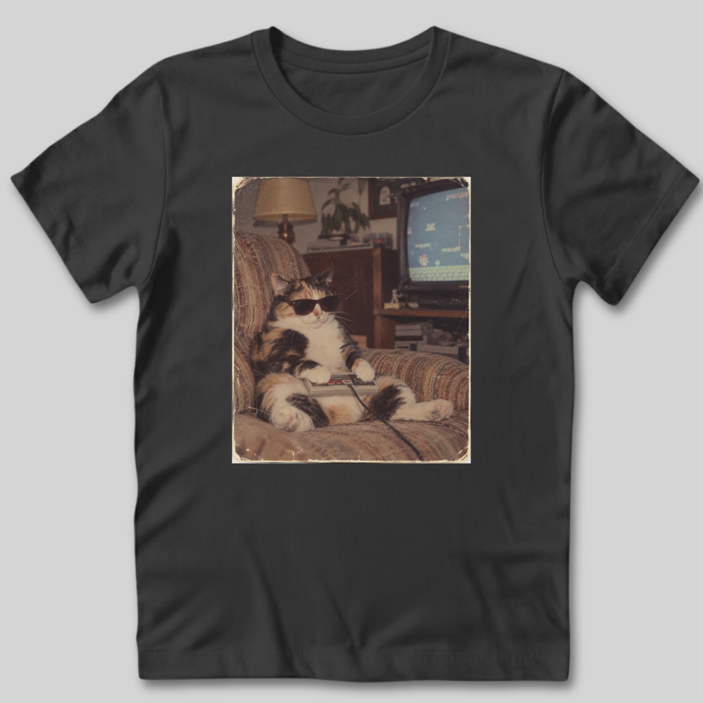 Vintage Gamer Cat T-Shirt