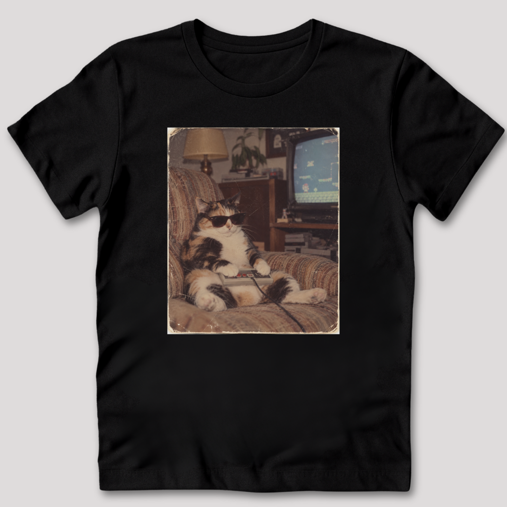 Vintage Gamer Cat T-Shirt
