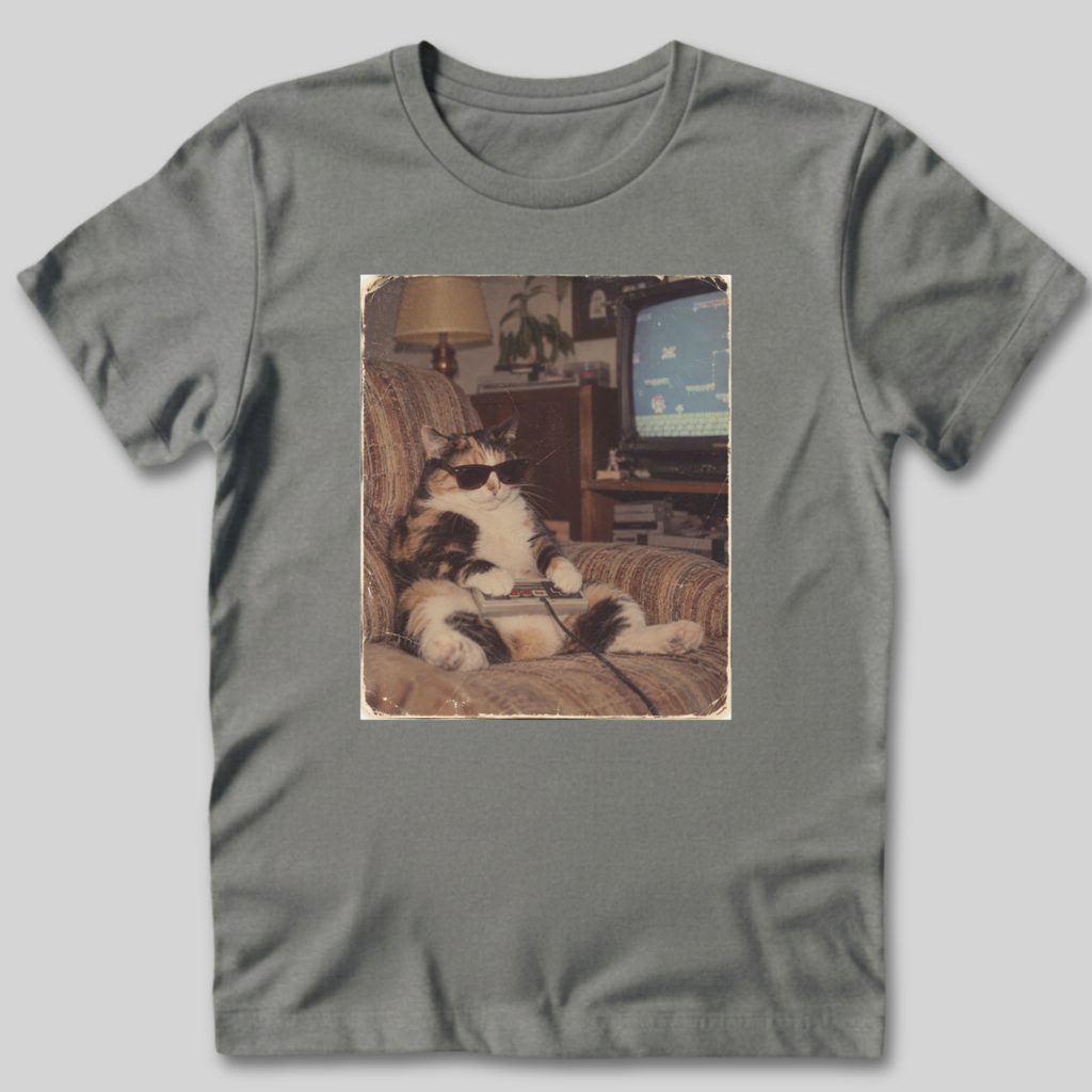 Vintage Gamer Cat T-Shirt