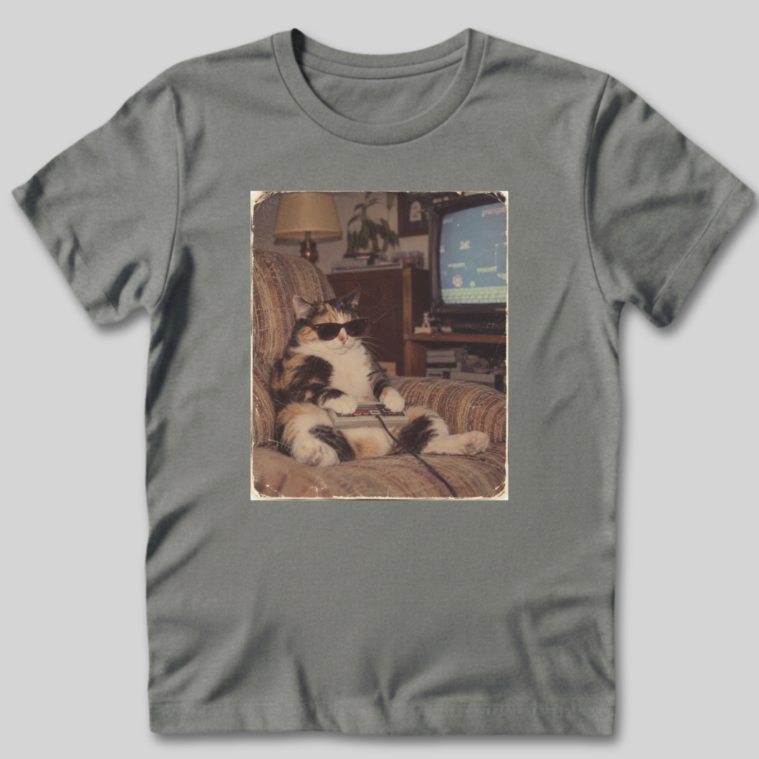 Vintage Gamer Cat T-Shirt