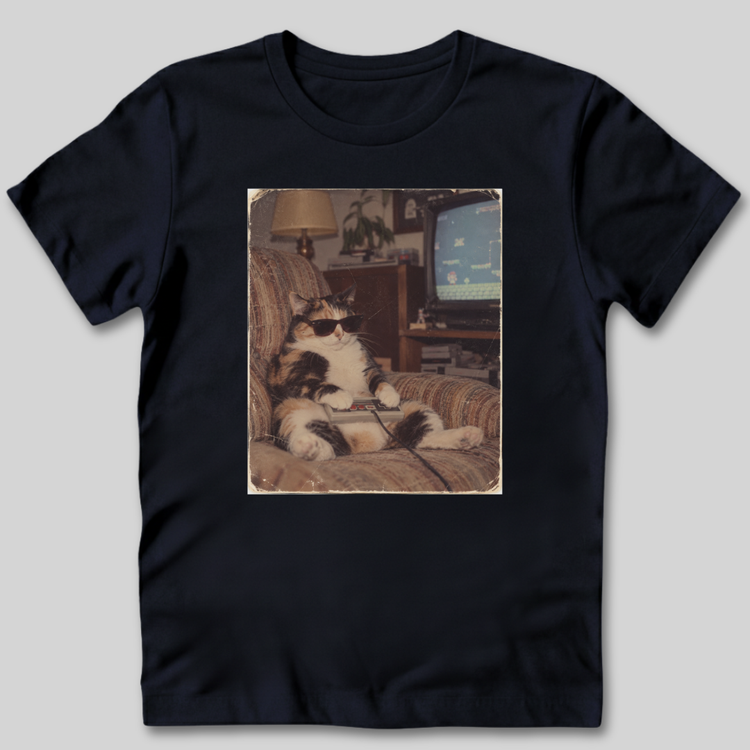 Vintage Gamer Cat T-Shirt